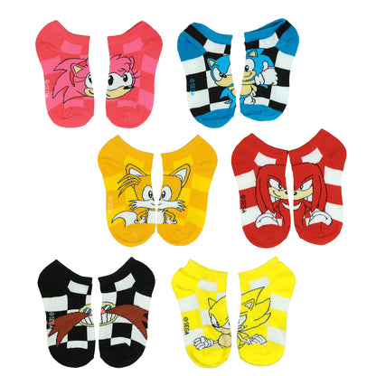 Sonic The Hedgehog Boy's Character Designs Low Cut Ankle Socks, 6 Pair OSFM