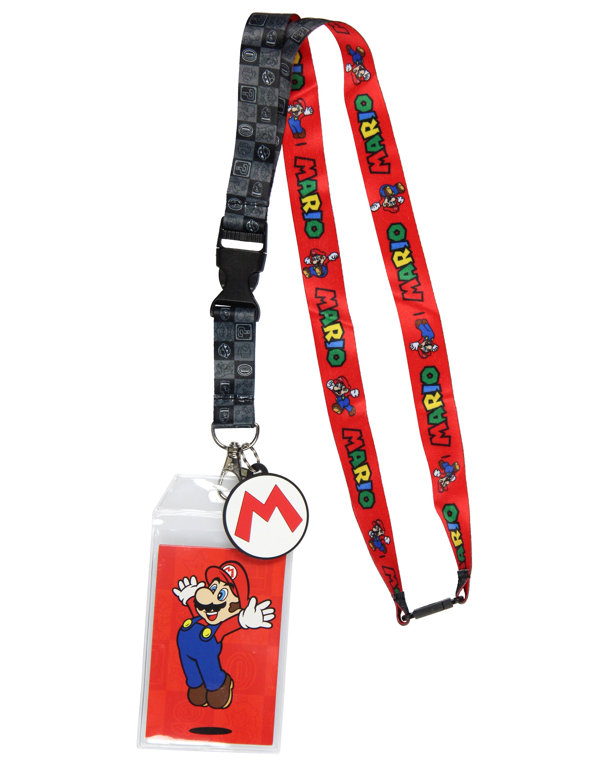Nintendo Super Mario Lanyard ID Badge Holder Neck Lanyard w/ Rubber Charm Pendant