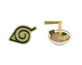 Naruto Anime Hidden Leaf Village Ichiraku Ramen Enamel Lapel Pin and Banner Set