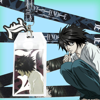 Death Note Detective L Anime Lanyard ID Badge Holder With 2' Rubber Charm