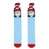 Dr. Seuss Cat in The Hat 3D Striped Hat Design Chenille Men's Crew Socks