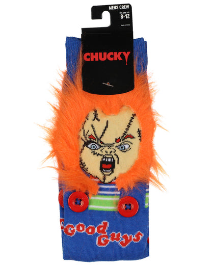 Child's Play Chucky Doll Fuzzy Hair Costume Character Design Men's Crew Socks