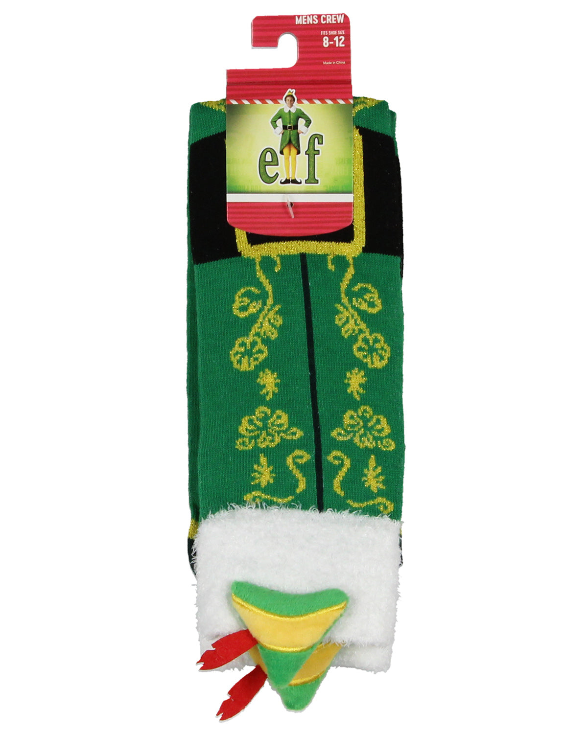Elf The Movie Buddy 3D Costume Design Men's Crew Socks With Felt Hat and Feather
