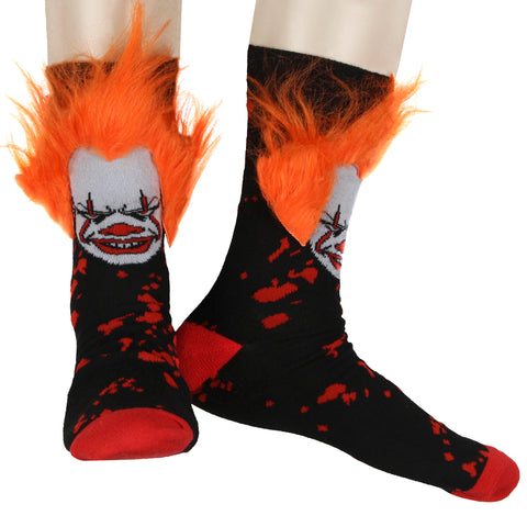 IT Pennywise The Clown Fuzzy Hair Character Design Horror Film Men's Crew Socks