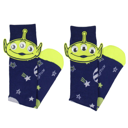 Disney Toy Story Green Alien Googly Eye Felt Applique Adult Costume Crew Socks