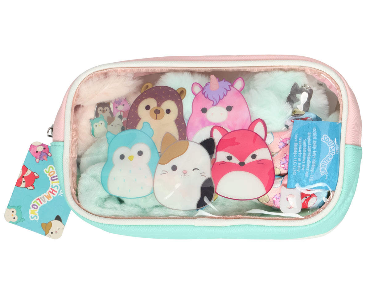 Squishmallows Treat Yourself 4-Piece Accessory Care Kit Cosmetic Travel Bag Set