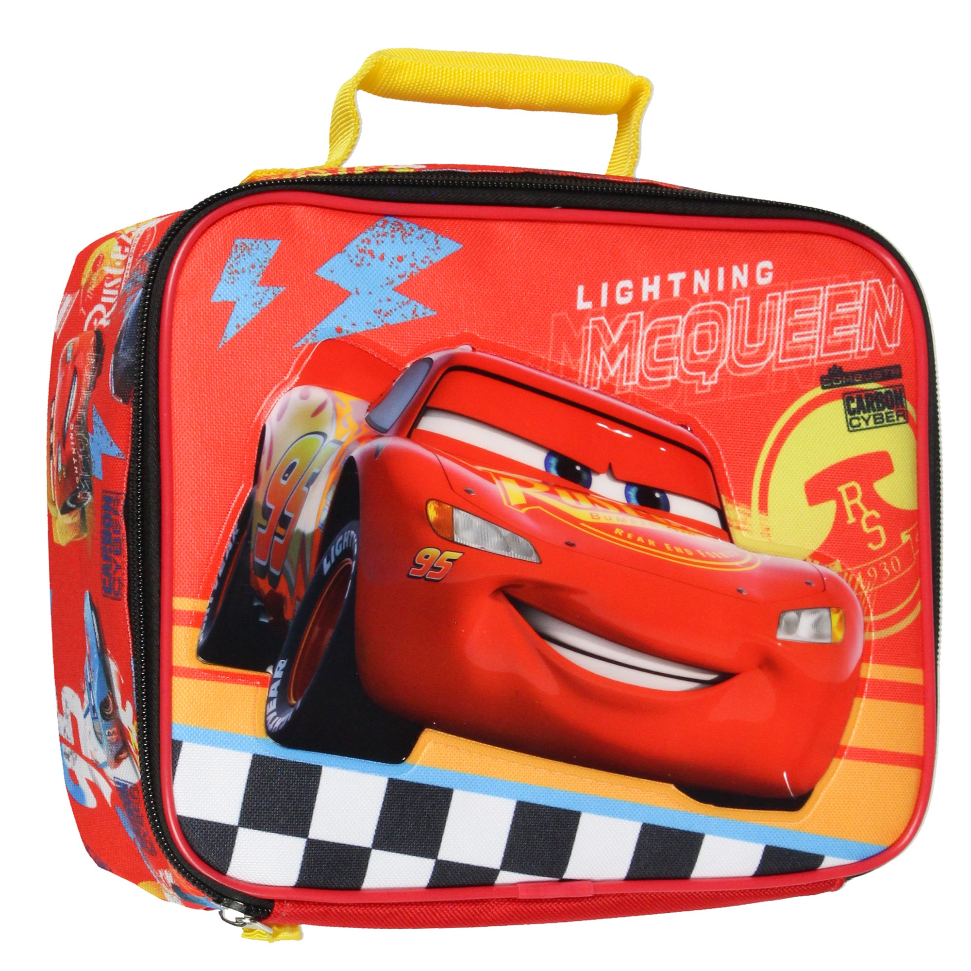 Disney Cars Lightning McQueen Lunch Box Carbon Cyber Insulated Lunch Bag 10"