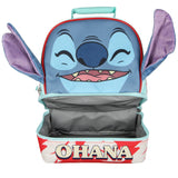 Disney Lilo and Stitch Lunch Box 3D Velvet Ears Ohana Dual-Compartment Lunch Bag