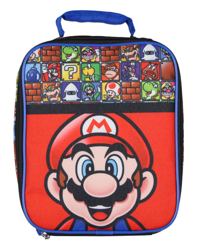 Super Mario Lunch Box Multi Character Block Design Insulated Lunch Bag Tote