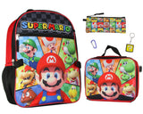 Super Mario Multicharacter 5PC Kids Lunch Box And Backpack Set