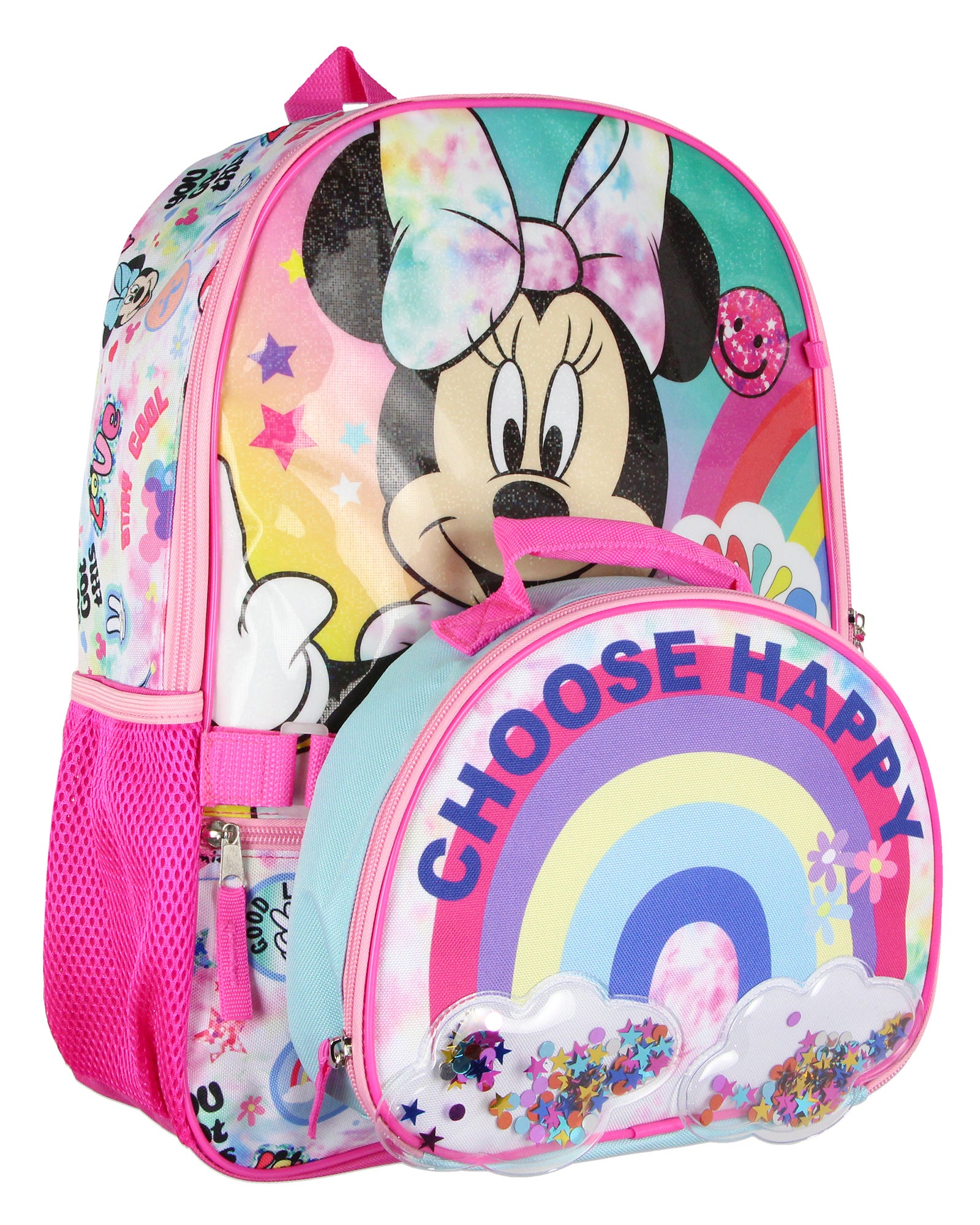Disney Minnie Mouse Choose Happy Backpack Lunch Box 5pc Set 16"