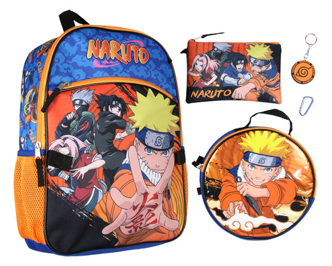 Naruto Anime Character Group 16" Youth 5-Piece Backpack Set For School Or Travel