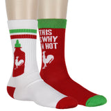 Sriracha Men's Socks This Is Why I'm Hot Chili Sauce Design 2 Pairs Crew Socks