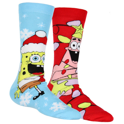 SpongeBob SquarePants I am Ready Christmas Holiday 2 Pack Mens Crew Socks