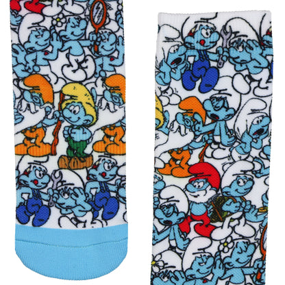 Smurfs Crew Socks Talk Of The Town All-Over Print Character OSFM 1-Pair Adult
