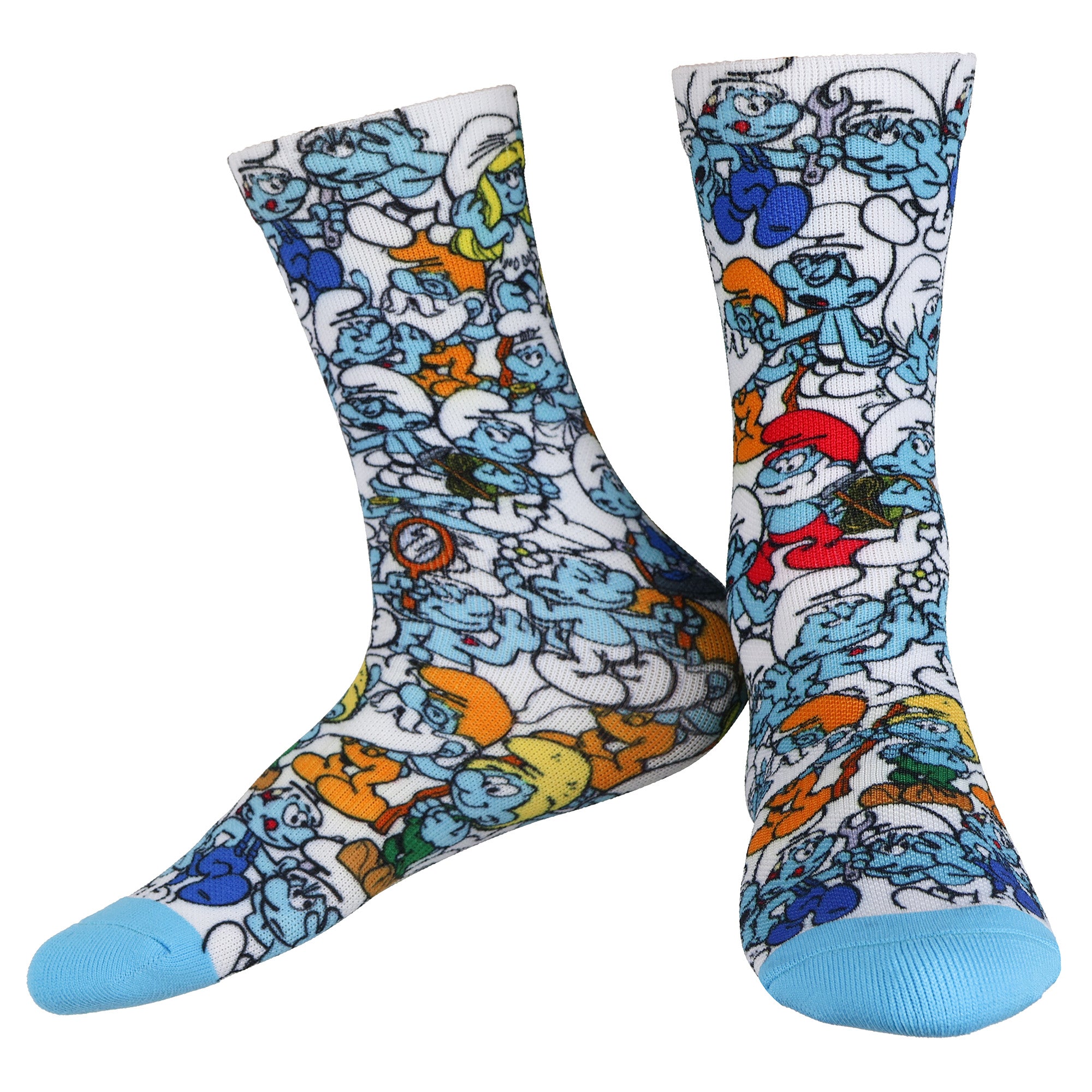 Smurfs Crew Socks Talk Of The Town All-Over Print Character OSFM 1-Pair Adult