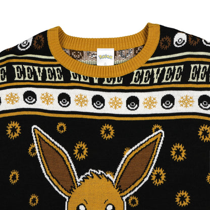 Pokemon Ugly Christmas Sweater Kids Eevee Knit Crewneck Pullover