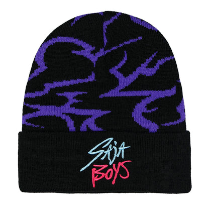 K-Pop Demon Hunters Beanie Saja Boys Embroidered Women's Knit Cuff Hat