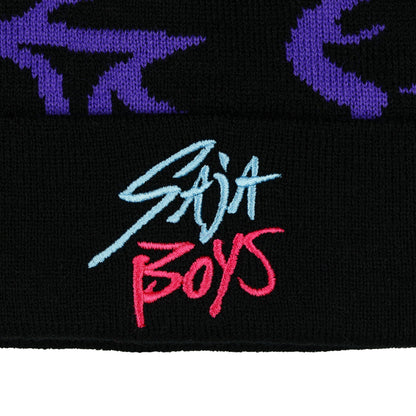 K-Pop Demon Hunters Beanie Saja Boys Embroidered Women's Knit Cuff Hat
