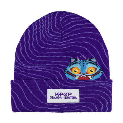 K-Pop Demon Hunters Beanie Peek A Boo Derpy Tiger Knit Cuffed Hat Adult OSFM
