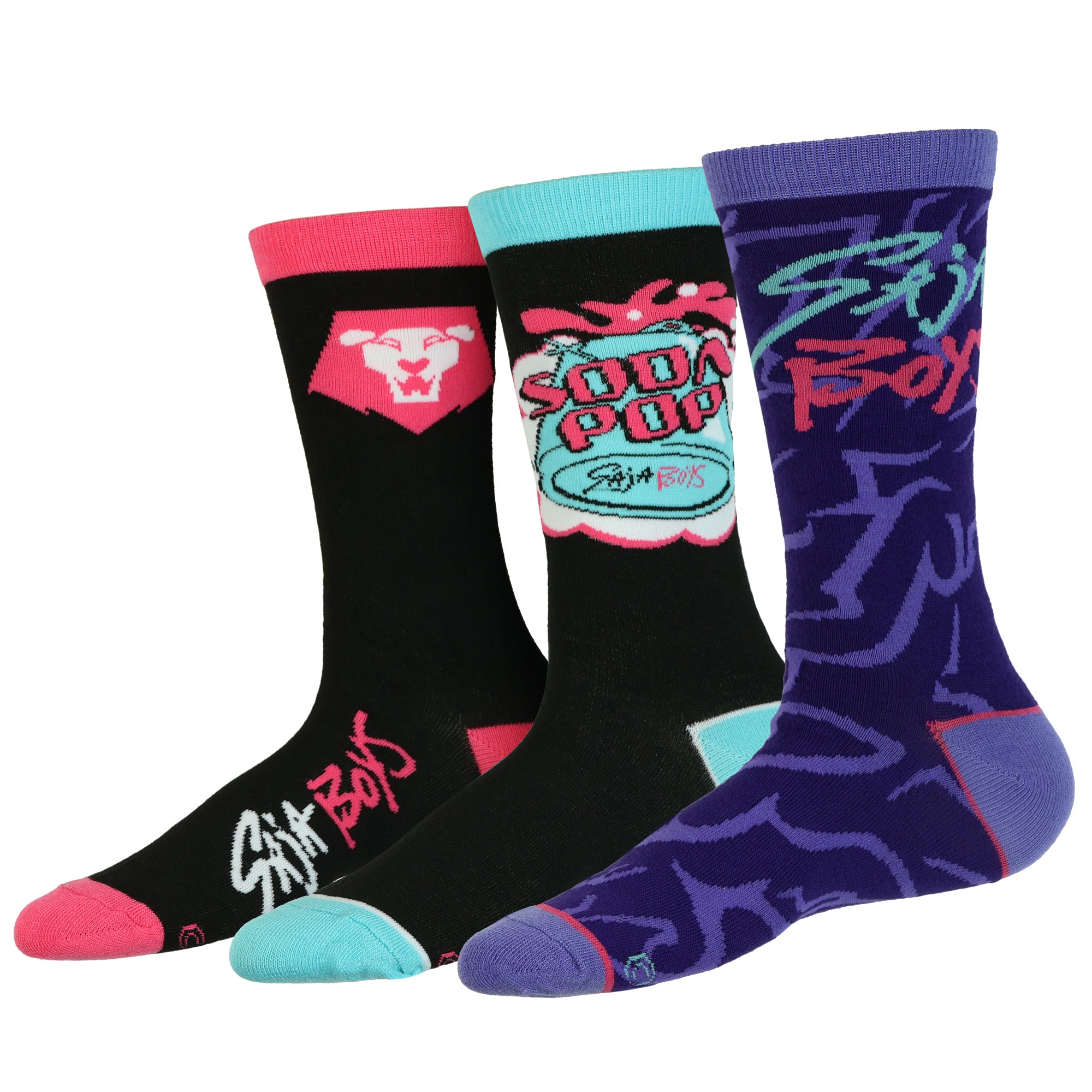 KPop Demon Hunters Socks Women's Saja Boys 3 Pair Crew Sock Shoe Size 5-10