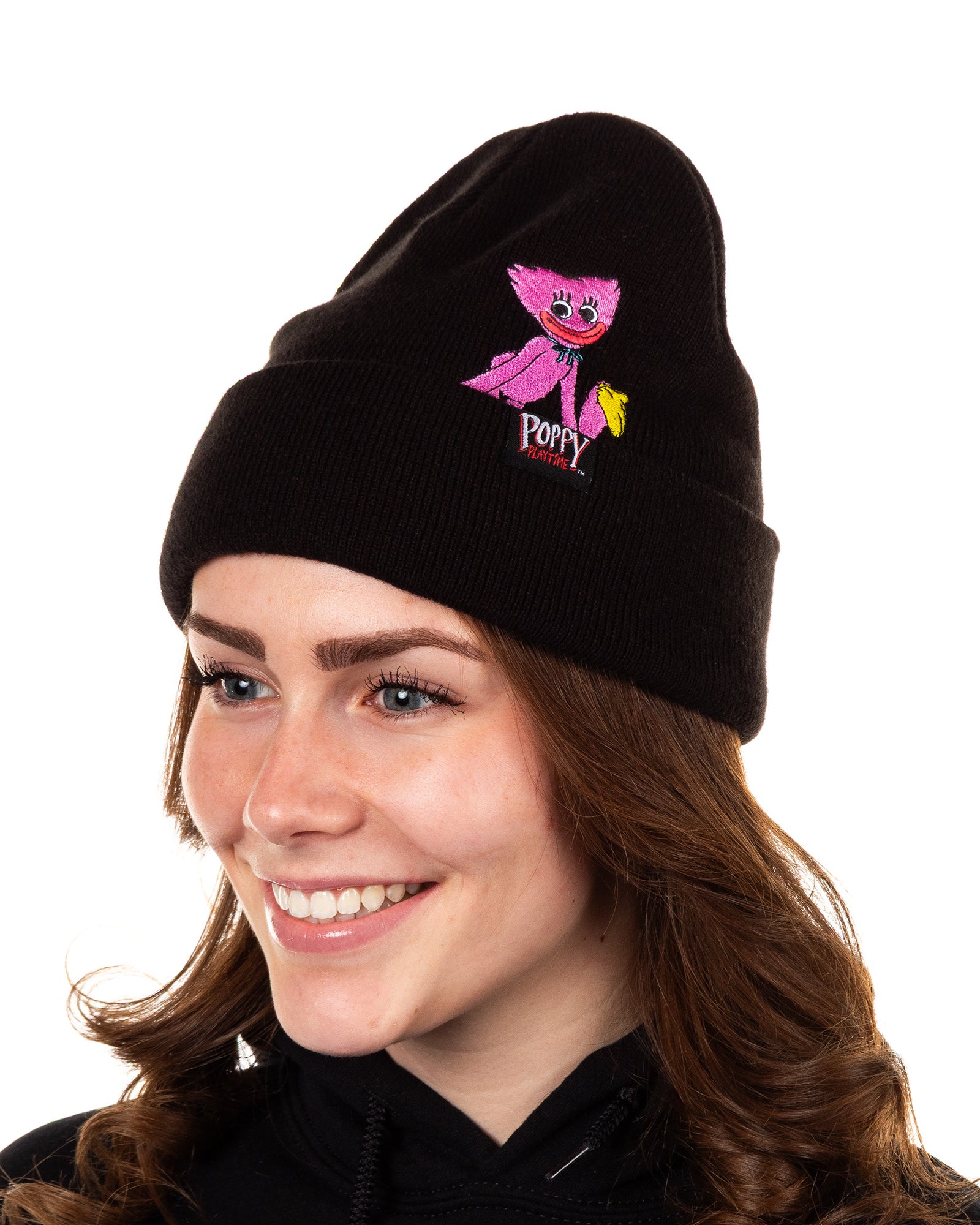 Poppy Playtime Beanie Kissy Missy Embroidered Patch Design Knit Cuffed Hat