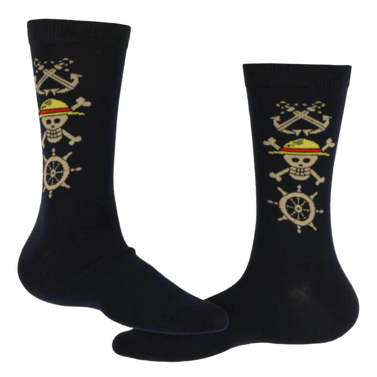 One Piece Treasure Map Men's Mid-Calf Crew Socks Size 8-12, 2 Pair
