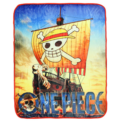 One Piece Throw Blanket Straw Hat Pirates Going Merry, 50" x 60"