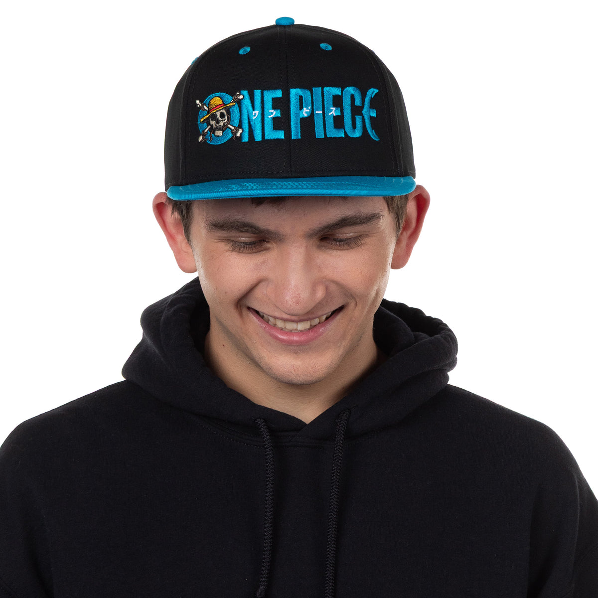 One Piece Flat Brim Hat Embroidered Adjustable Snapback Baseball Cap, Men's OSFM