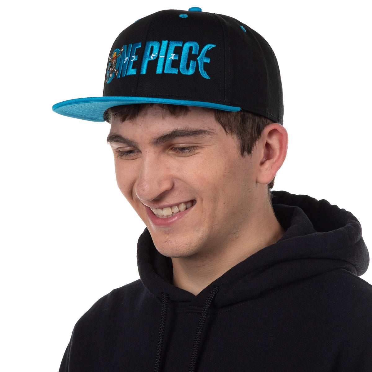 One Piece Flat Brim Hat Embroidered Adjustable Snapback Baseball Cap, Men's OSFM