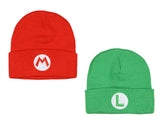 Super Mario Bros. Mario and Luigi 2-Pack Knit Cuffed Cold Weather Beanie Set