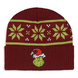 Dr. Seuss The Grinch Ugly Sweater Embroidered Grinch Adult Knit Cuff Beanie