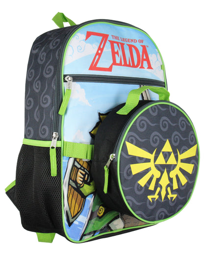 Legend of Zelda 5 Pc Backpack Lunch Box Set 16" School Backpack For Kids