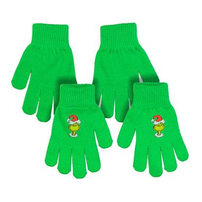 Dr. Seuss The Grinch Naughty and Nice Kid's Double-Sided Cuff Beanie Glove Set