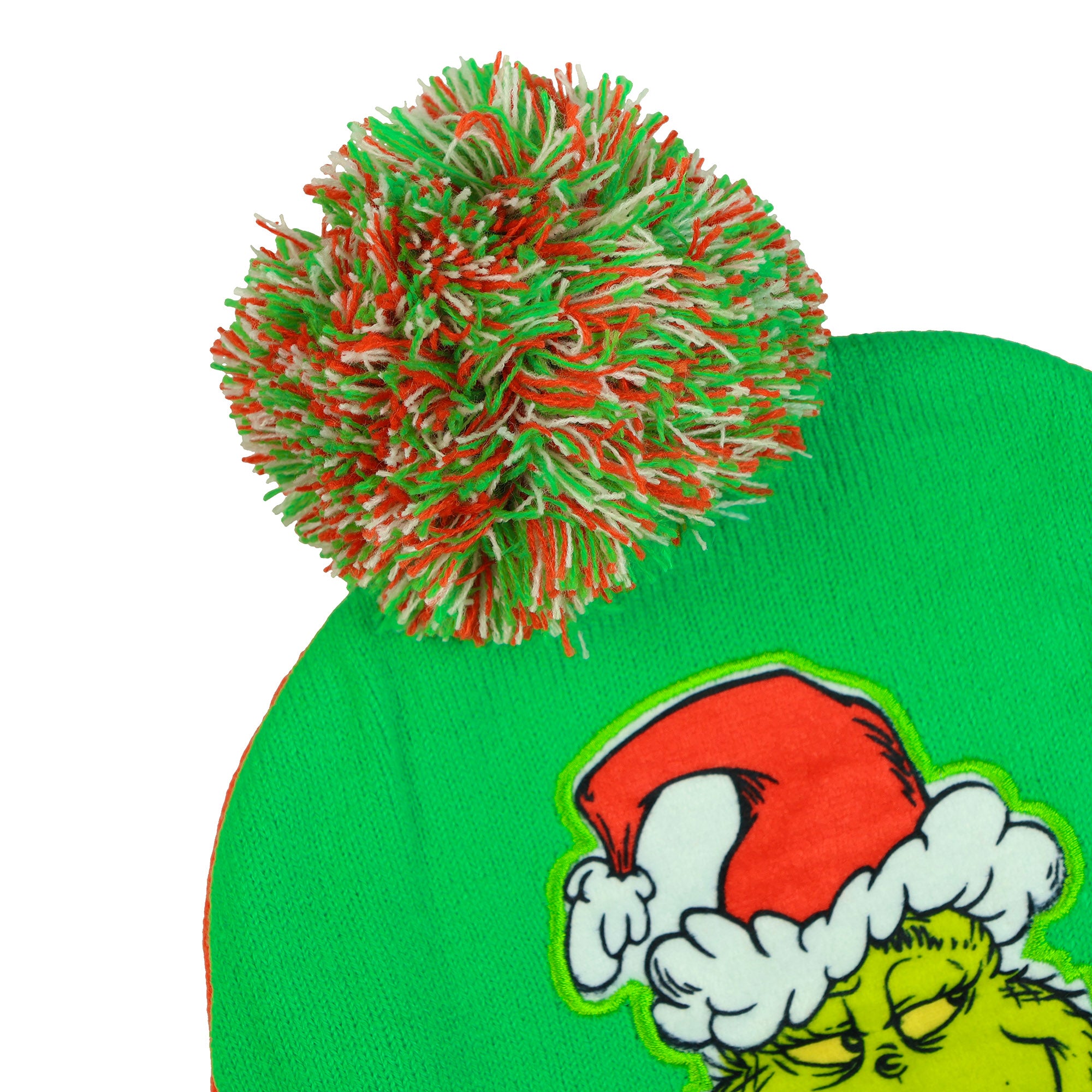 Dr. Seuss The Grinch Naughty and Nice Kid's Double-Sided Cuff Beanie Glove Set