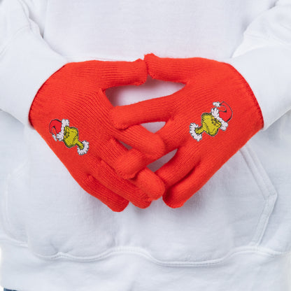Dr. Seuss The Grinch Naughty and Nice Kid's Double-Sided Cuff Beanie Glove Set