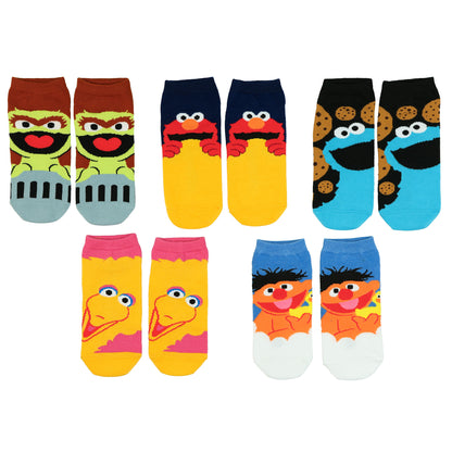 Sesame Street Ankle Socks Women's Mix & Match Color Block 5-Pair, Shoe Size 5-10