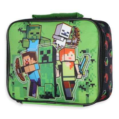 Minecraft Lunch Box Creeper Zombie Skeleton Steve Alex Insulated Tote 10" - Seven Times Six