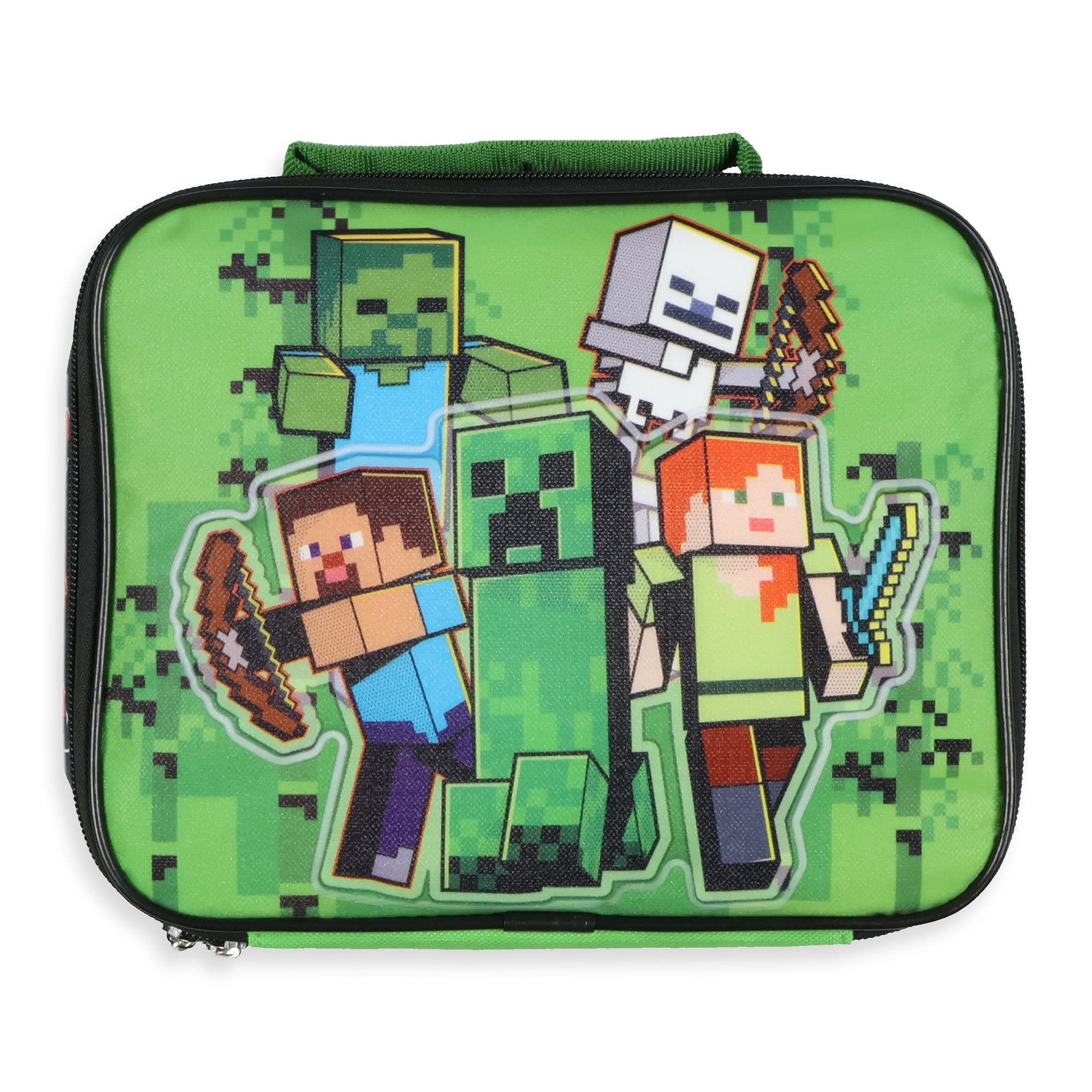 Minecraft Lunch Box Creeper Zombie Skeleton Steve Alex Insulated Tote 10" - Seven Times Six