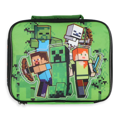 Minecraft Lunch Box Creeper Zombie Skeleton Steve Alex Insulated Tote 10" - Seven Times Six