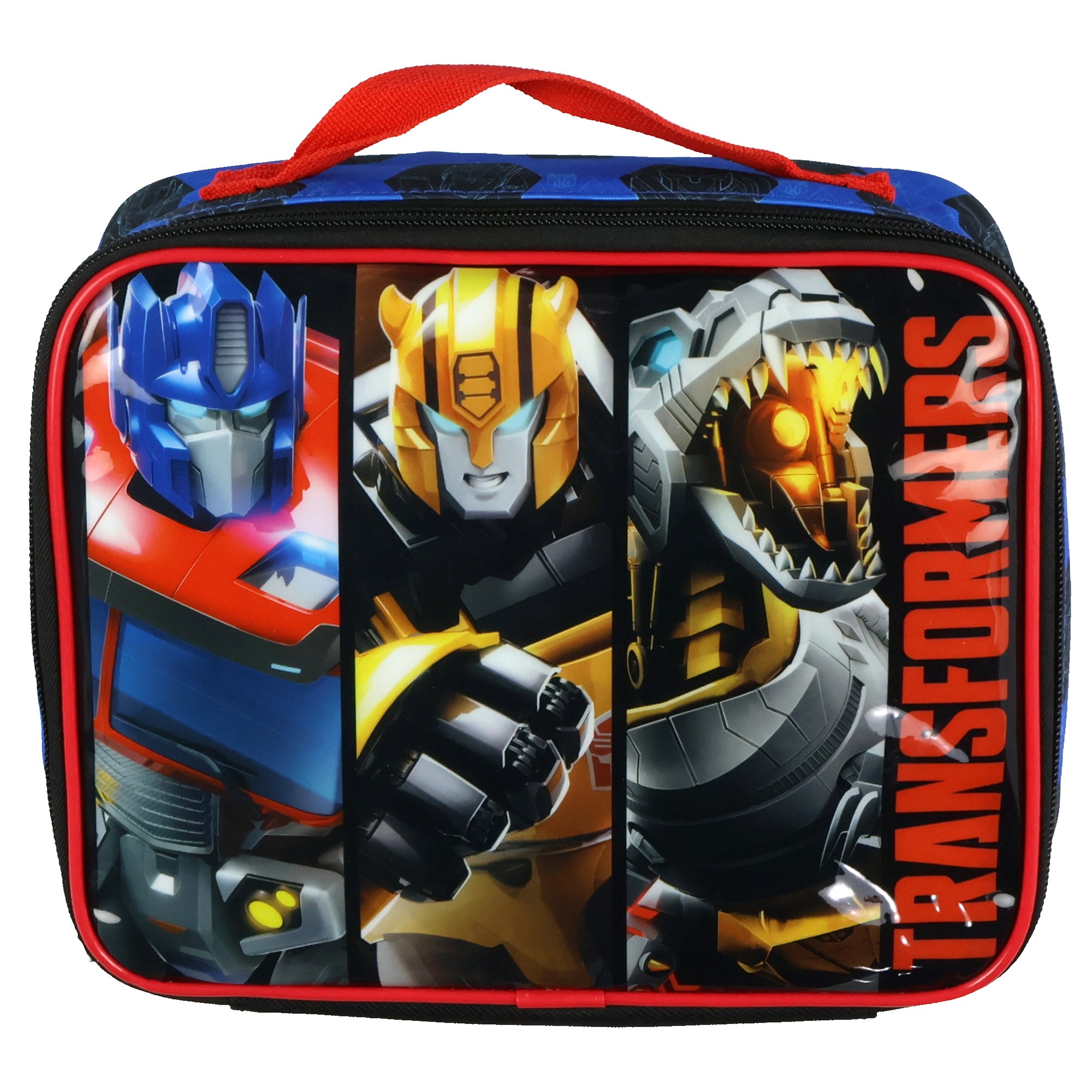 Transformers Lunch Box Autobots Optimus Prime Bumblebee Grimlock Tote 10" - Seven Times Six