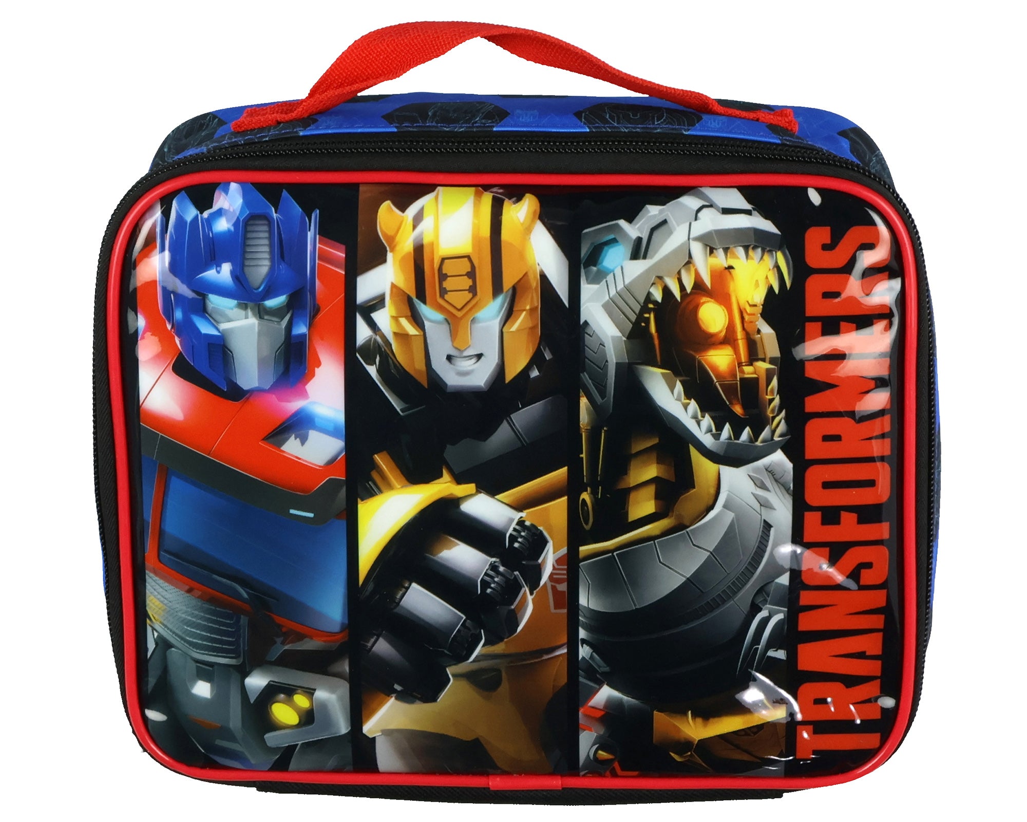 Transformers Lunch Box Autobots Optimus Prime Bumblebee Grimlock Tote 10" - Seven Times Six