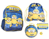 Minions Backpack Bello Character Design 5 Piece Set with Lunch Box