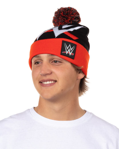 WWE Beanie World Wrestling Entertainment Logo Shill Cuffed Pom Winter Cap Hat