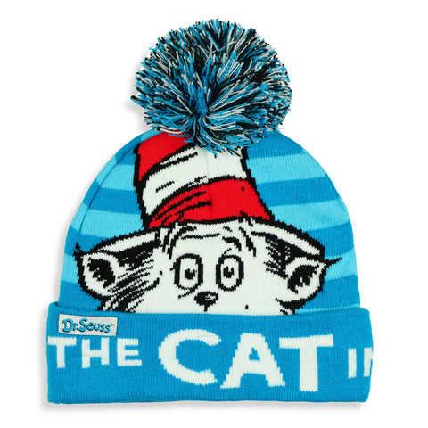 The Cat in the Hat Beanie Cuffed Jacquard Pom Beanie Hat Cap