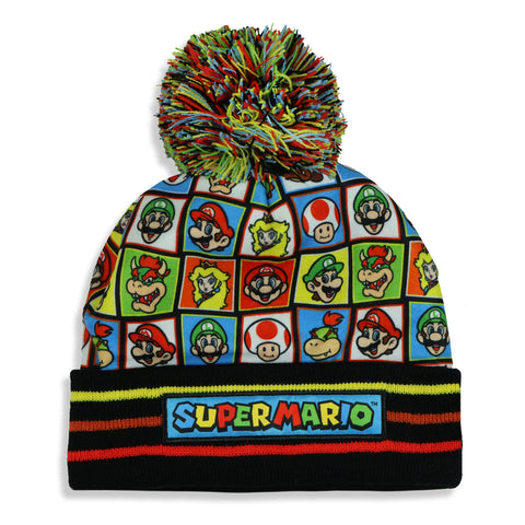 Super Mario Beanie Toad Luigi Bowser Princess Peach Pom Pom Cuff Knit Hat Cap