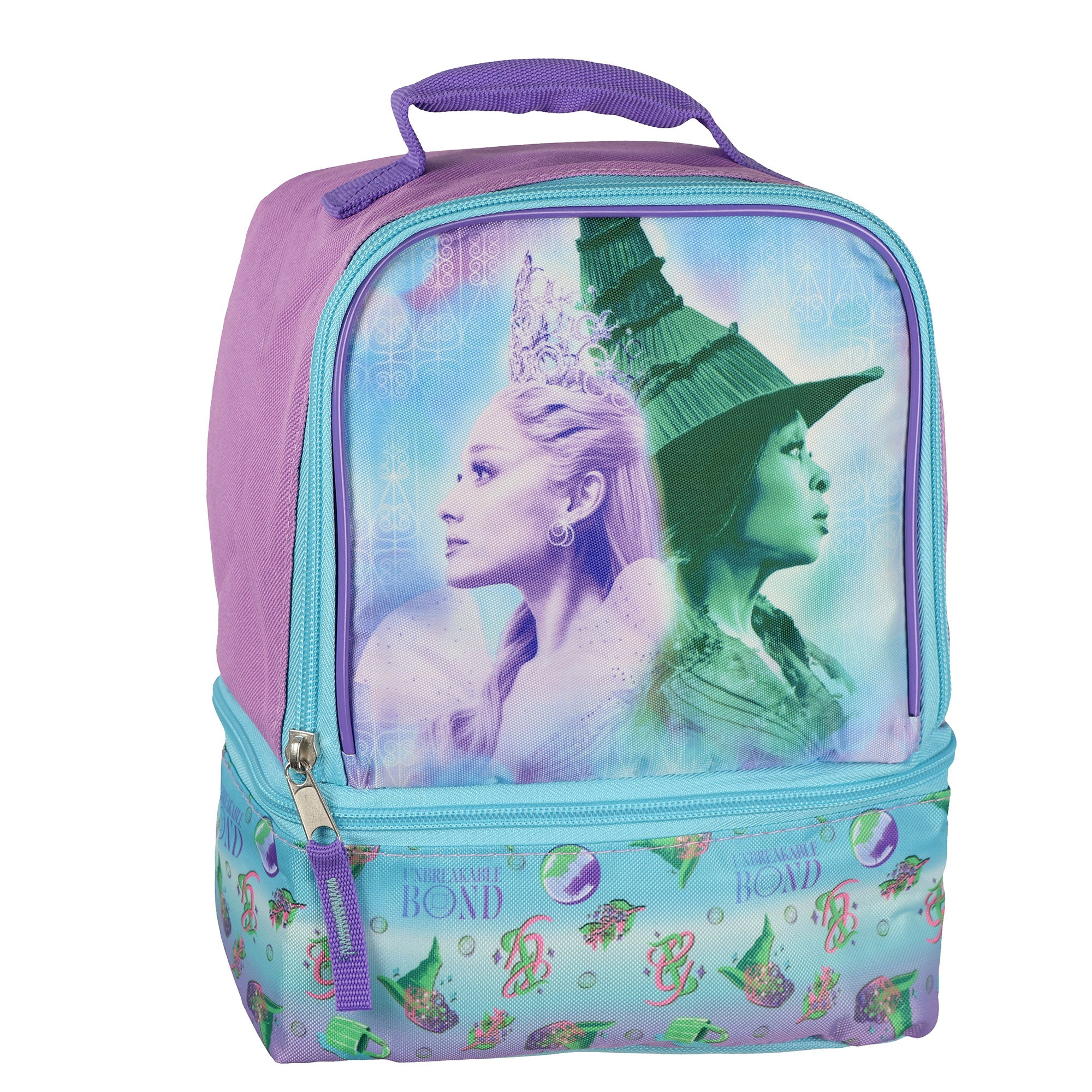 Wicked Lunch Box Glinda and Elphaba Insulated Dual Compartment 9" Tote Bag
