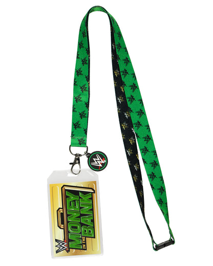 WWE Lanyard Money In The Bank Clear ID Badge Holder with Rubber Charm