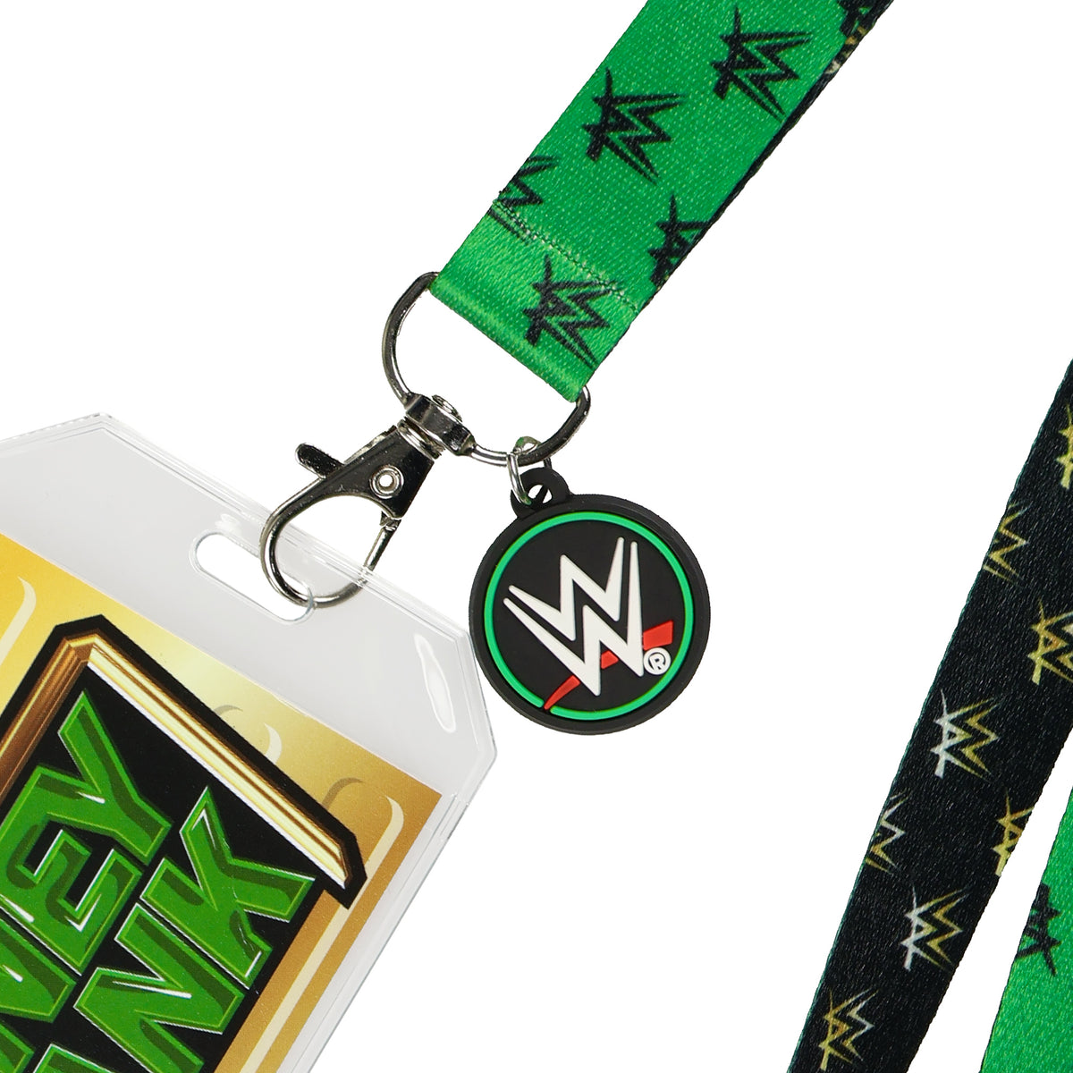 WWE Lanyard Money In The Bank Clear ID Badge Holder with Rubber Charm