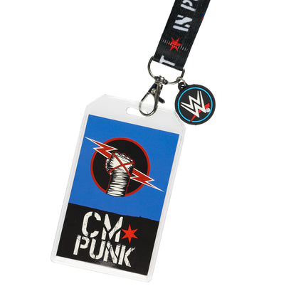 WWE Lanyard CM In Punk We Trust Clear ID Badge Holder with Charm